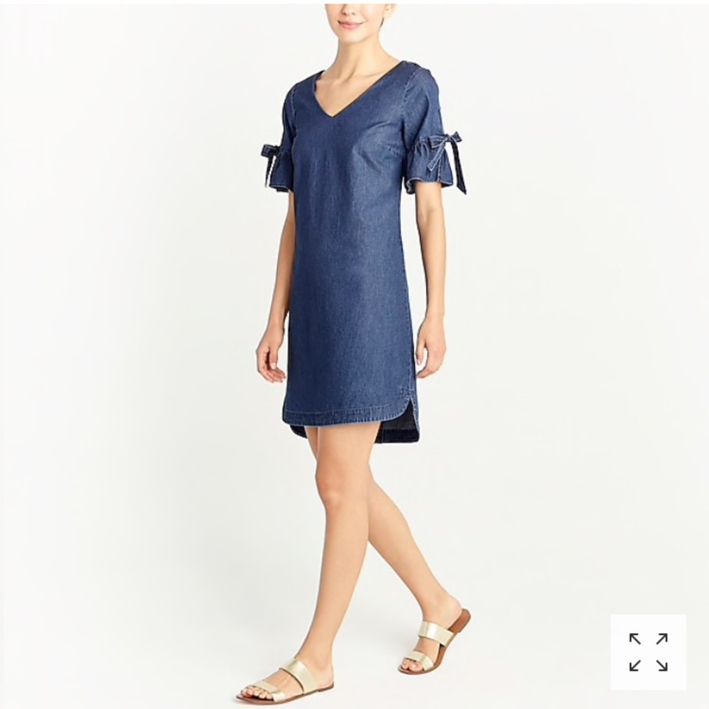 JCrew Factory Tie-Sleeve Dress in Denim